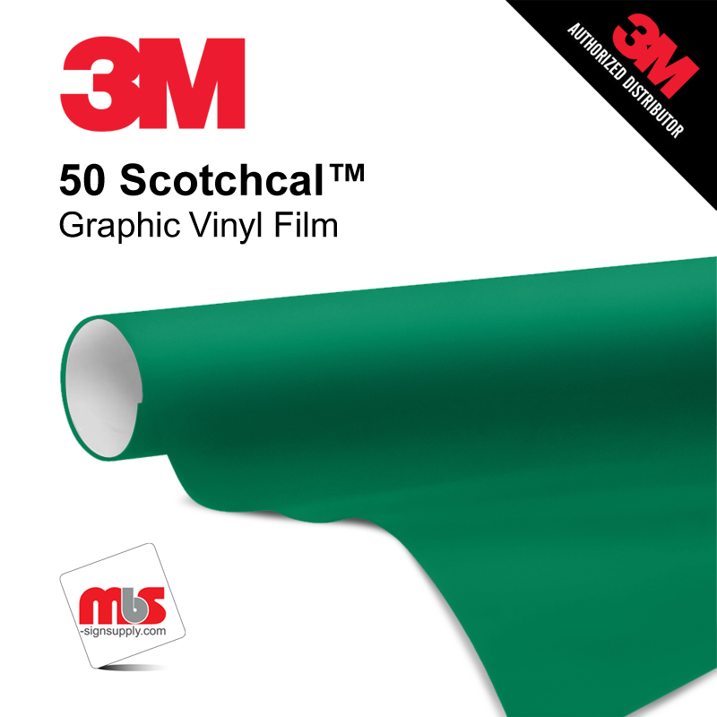 15'' x 50 Yards 3M™ Series 50 Scotchcal Gloss Medium Green 5 Year Punched 3 Mil Calendered Graphic Vinyl Film (Color Code 076)